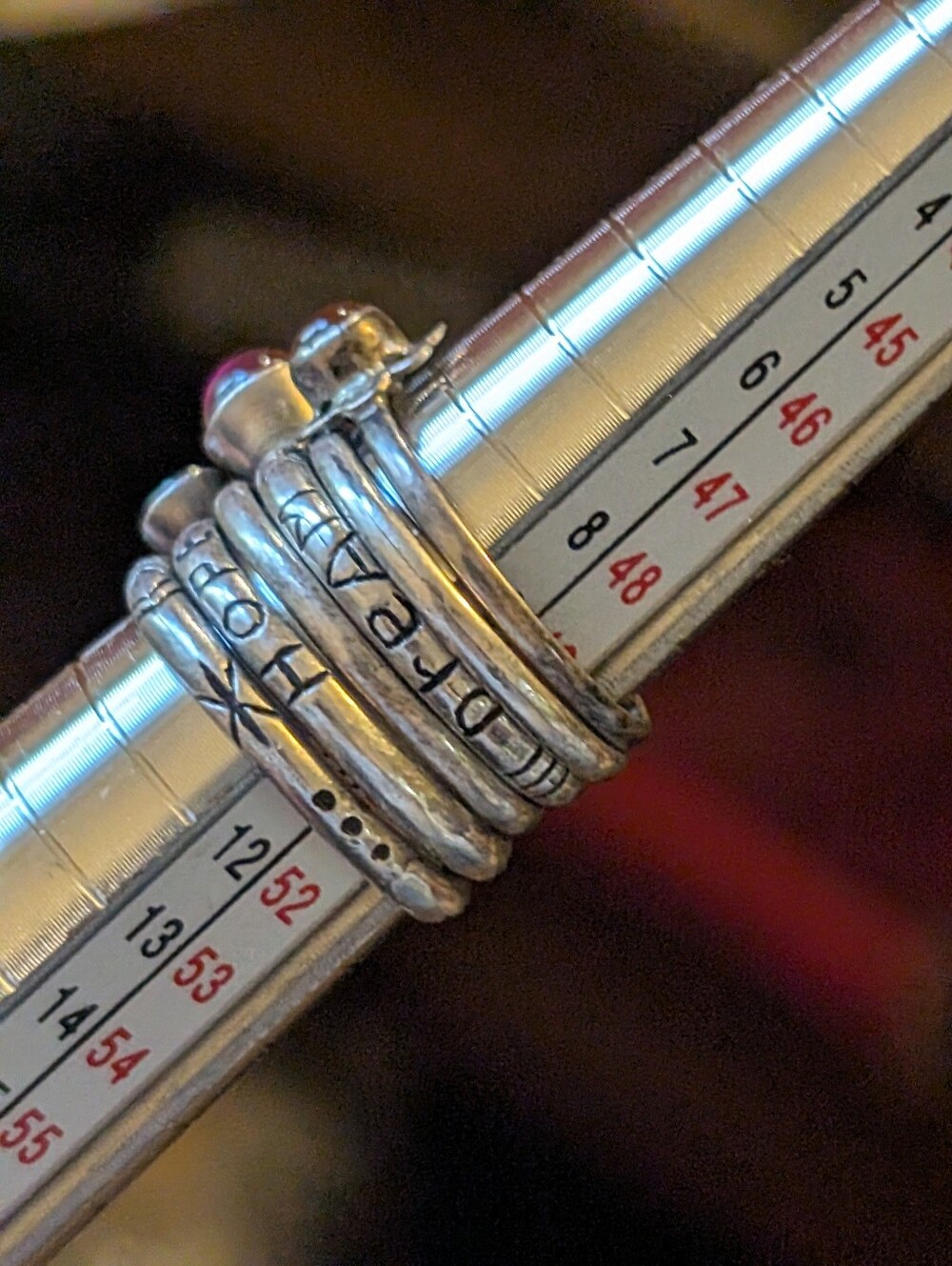Stackable Silver Rings Set (6)with Turquoise and Red Stones - Picture 12 of 15